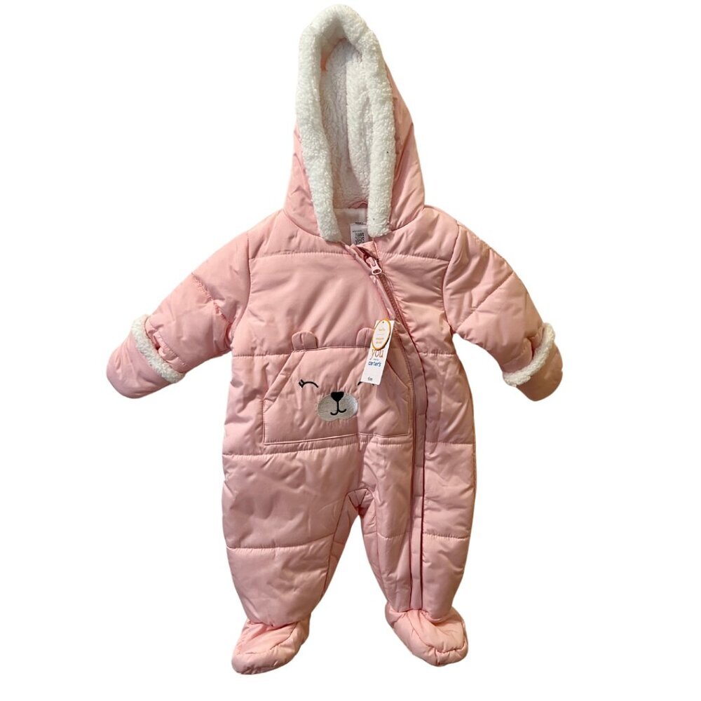 Carters, Pram, Pink Kangaroo, Snow Suit with Hood, 6 Months, NWT